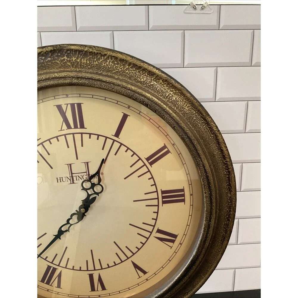 20” Wooden Deep Glass Wall Clock - Antique Style Brown Finish Wall Clock